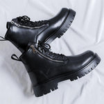 MEN'S FASHION THICK SOLE SIDE ZIPPER LACE-UP BOOTS 82155502S