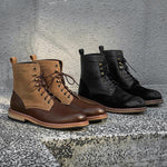 MEN'S RETRO STITCHING WORKWEAR STYLE LACE-UP BOOTS 81944525S