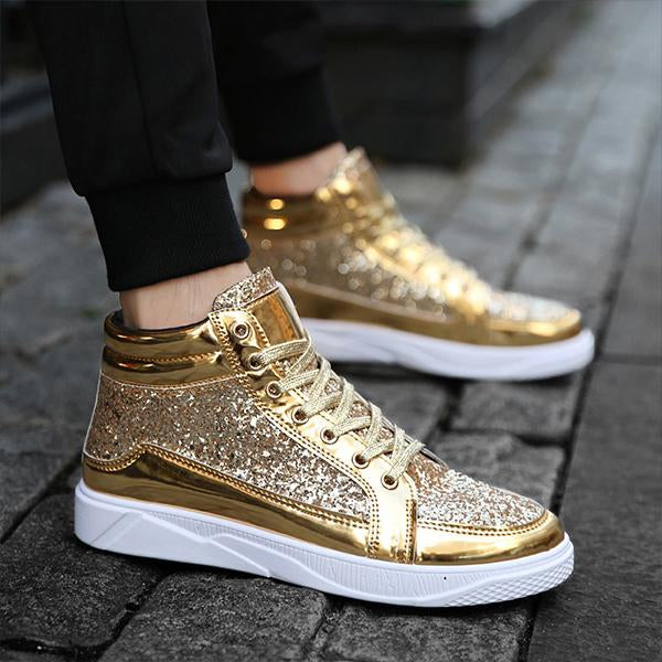 MEN'S STYLISH CASUAL SHINY HIGH-TOP SNEAKERS 59243087S