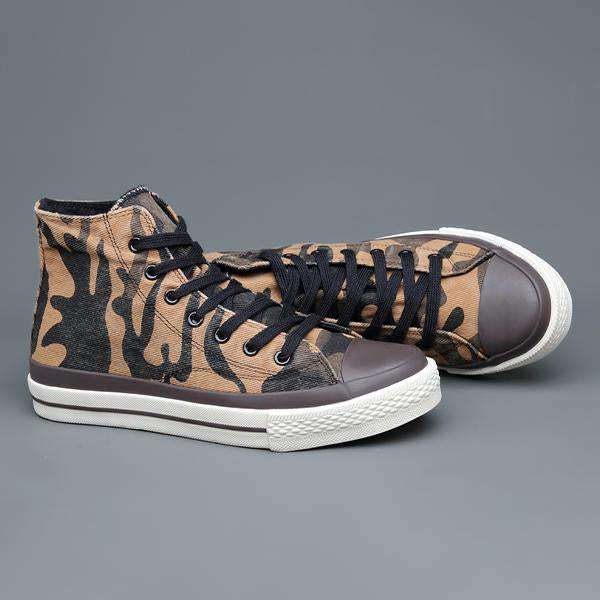 MEN'S CLASSIC LACE-UP RETRO CAMOUFLAGE CANVAS SHOES 61198095S