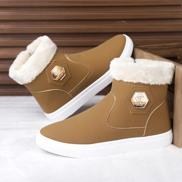 MEN'S FASHION PLUSH SIDE ZIPPER ANKLE SNOW BOOTS 03174802S