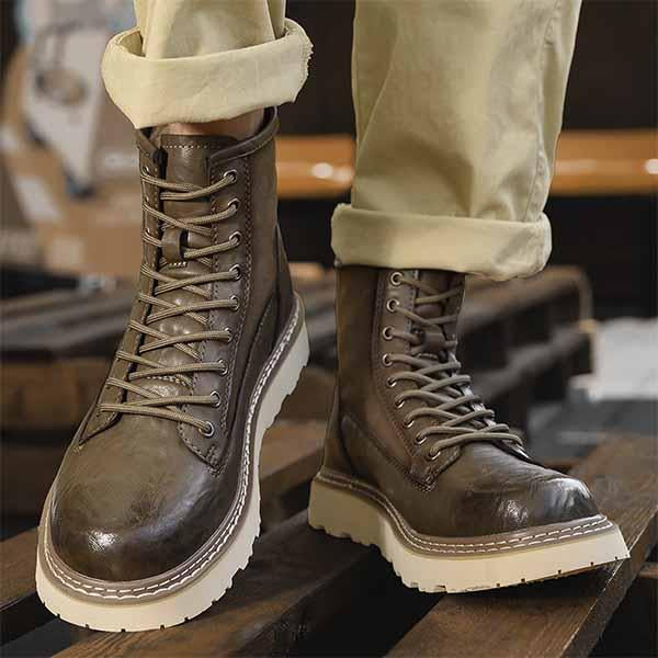 MEN'S WARM AND THICK RETRO LACE UP BOOTS 10071947YL