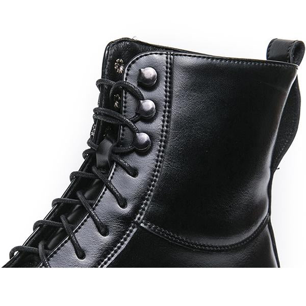 MEN'S POINTED METAL BUCKLE RETRO DESIGN LACE UP BOOTS 96684680YL