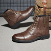 MEN'S RETRO SIDE ZIPPER DECORATED LACE-UP BOOTS 27653194S