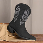 MEN'S RETRO CONTRASTING EMBROIDERY DESIGN WESTERN BOOTS 76234851YL