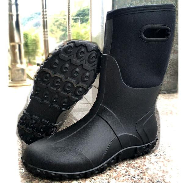 MEN'S RAIN BOOTS BLACK WATERPROOF MID CALF LIGHTWEIGHT BOOTIES FASHION OUT WORK COMFORTABLE GARDEN SHOES 46129247YL