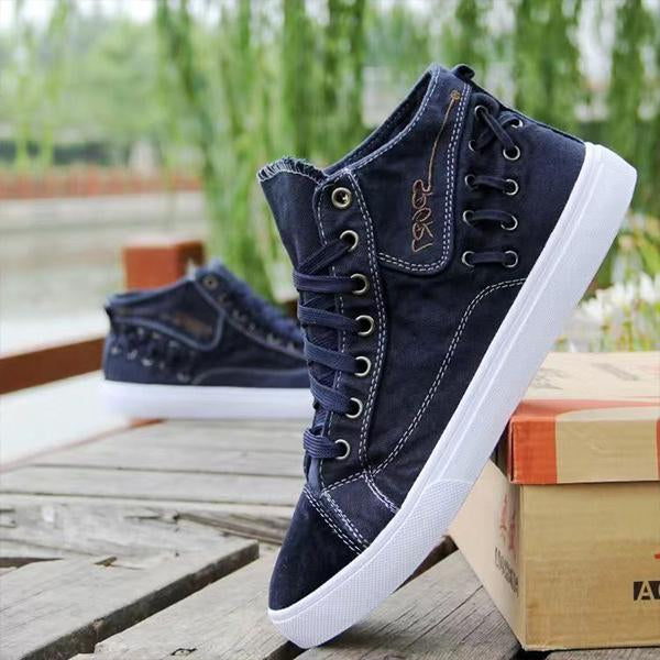 MEN'S RETRO CASUAL HIGH-TOP LACE-UP CANVAS SHOES 53276240S