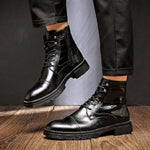 MEN'S VINTAGE STONE PATTERN LACE-UP BOOTS 90316758S