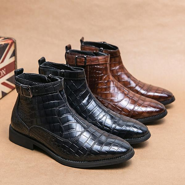 MEN'S FASHION CROCODILE PATTERN BUSINESS CHELSEA BOOTS 06439005S