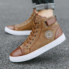 MEN'S CONTRAST COLOR LACE UP RETRO SHORT BOOTS 18053311S