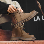 MEN'S SOLID COLOR LACE UP CASUAL BOOTS 38418686YL