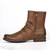 MEN'S PLEATED DESIGN ROUND TOE SIDE ZIPPER RETRO BOOTS 33922086YL