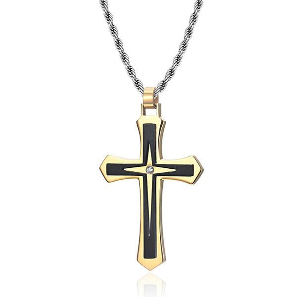 MEN'S TITANIUM STEEL CASUAL CROSS NECKLACE 31311820YL