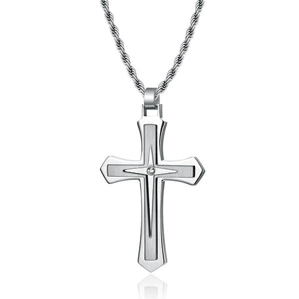 MEN'S TITANIUM STEEL CASUAL CROSS NECKLACE 31311820YL