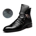 MEN'S STYLISH POINTED TOE BELT BUCKLE CHELSEA SHOES 51111217S