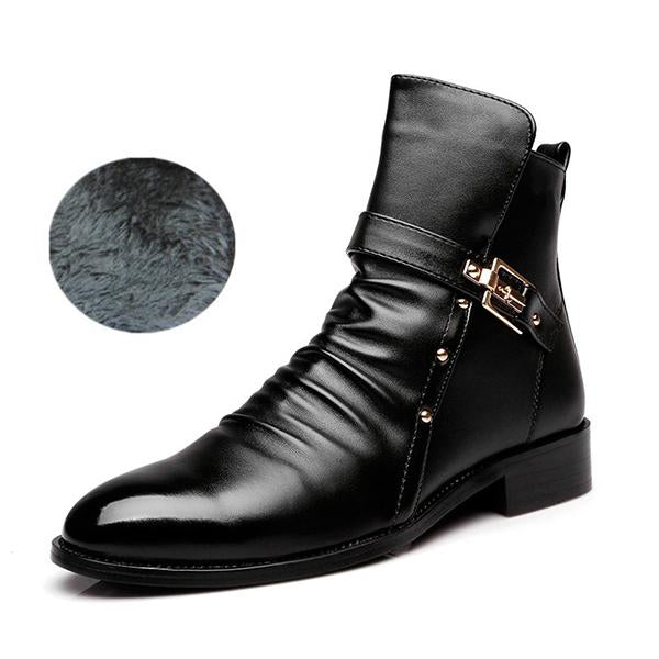 MEN'S STYLISH POINTED TOE BELT BUCKLE CHELSEA SHOES 51111217S