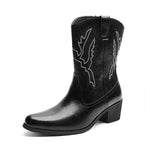 MEN'S VINTAGE EMBROIDERED ZIPPER BLOCK HEEL WESTERN BOOTS 66728739S