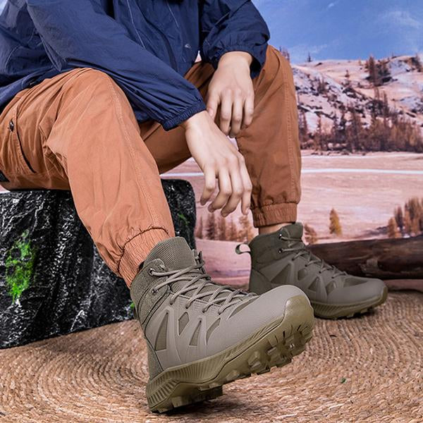 MEN'S GREEN LACE UP OUTDOOR HIKING BOOTS 91678971YL