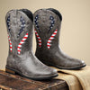 MEN'S WESTERN BOOTS WITH THICK HEEL AND FLAG PATTERN 14289234S