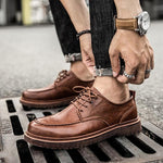 MEN'S RETRO LACE-UP WORK STYLE LEATHER SHOES 72208206S