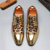 MEN'S CHRISTMAS LEOPARD PRINT LACE UP LEATHER SHOES 99317489YL