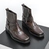 MEN'S EMBROIDERED CHUNKY HEEL VINTAGE HARNESS BOOTS 87732284S