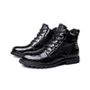 MEN'S VINTAGE IMITATION CROCODILE PATTERN LACE-UP BOOTS 43539400S