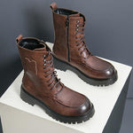 MEN'S RETRO SOLID COLOR LACE UP BOOTS 61039602YL