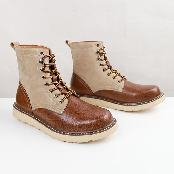 MEN'S CASUAL CONTRAST COLOR LACE-UP WORK STYLE BOOTS 20972198S