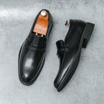 MEN'S BUSINESS BUCKLE POINTED LEATHER SHOES 29108353YL