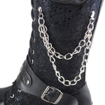 MEN'S PUNK ROCK SKULL CHAIN LACE UP WESTERN BOOTS 47253384S