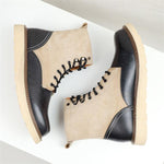 MEN'S CASUAL CONTRAST COLOR LACE-UP WORK STYLE BOOTS 20972198S