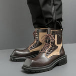 MEN'S STYLISH SQUARE TOE STREET MOTORCYCLE BOOTS 49609098S