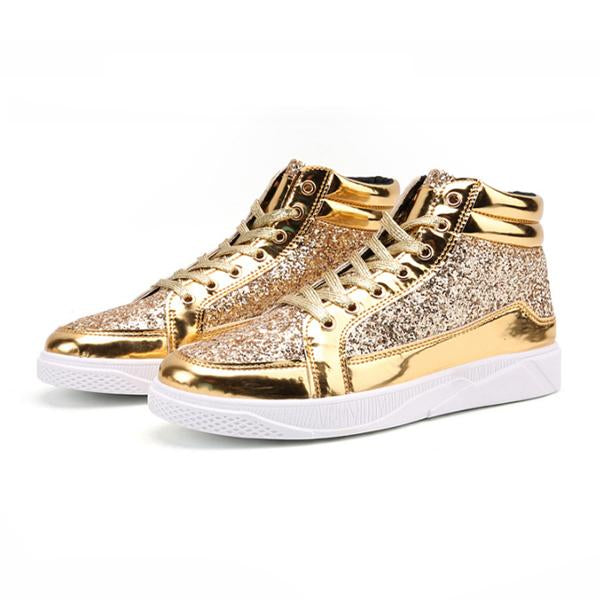 MEN'S STYLISH CASUAL SHINY HIGH-TOP SNEAKERS 59243087S