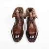 MEN'S RETRO LACE-UP FRONT LOW BOOTS WITH RAW CUFFS 42144742S