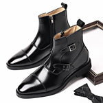 MEN'S STYLISH ZIPPERED POINTED TOE CHELSEA BOOTS 22419395S