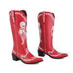 MEN'S RETRO EMBROIDERED SKULL CHUNKY HEEL WESTERN BOOTS 04001944S