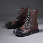 MEN'S CASUAL PATCHWORK ZIP-UP MOTORCYCLE BOOTS 32732082S