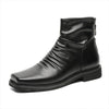 MEN'S STYLISH SQUARE TOE PLEATED ANKLE BOOTS 72487728S