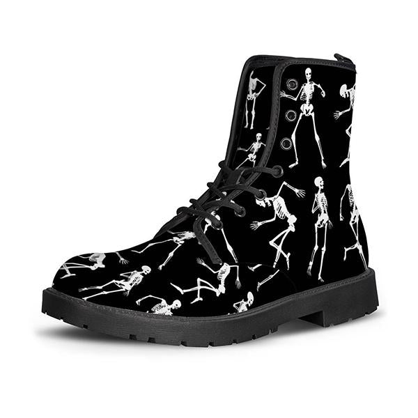 MEN'S SKULL DESIGN LACE UP CANVAS BOOTS 77427564YL