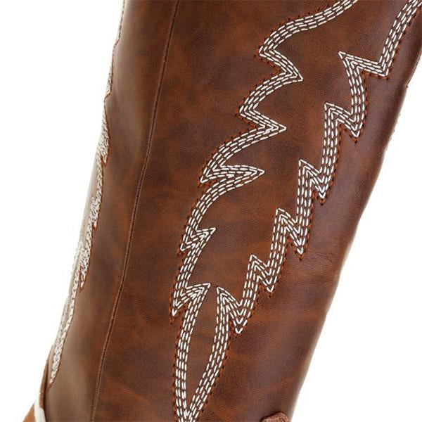 MEN'S RETRO THICK HEEL POINTED EMBROIDERED BOOTS 01152660YL