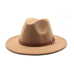 ELEGANT BELT BUCKLE FLAT BRIM WIDE BRIM JAZZ HAT 22503508S