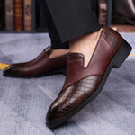 MEN'S STYLISH TEXTURED LEATHER SLIP-ON DRESS SHOES 15279050S