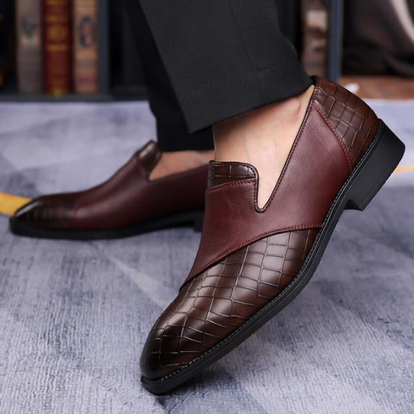 MEN'S STYLISH TEXTURED LEATHER SLIP-ON DRESS SHOES 15279050S