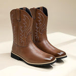 MEN'S CASUAL EMBROIDERED SQUARE TOE RIDER BOOTS 04487863S