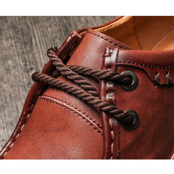 MEN'S CASUAL LACE UP ROUND TOE RETRO CASUAL LEATHER SHOES 80935104YL