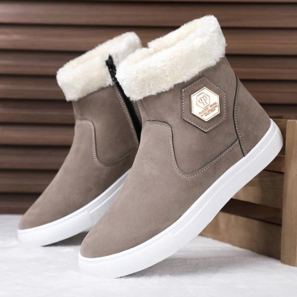 MEN'S FASHION PLUSH SIDE ZIPPER ANKLE SNOW BOOTS 03174802S