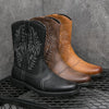 MEN'S RETRO EMBROIDERED SQUARE TOE WESTERN BOOTS 38257562S