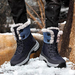 MEN WATERPROOF  FAUX FUR INSULATED WARM LINED NON SLIP HIKING BOOTS 09684620YL