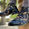 MEN'S RETRO DRAGONFLY FLOWER LACE UP BOOTS 83691849S